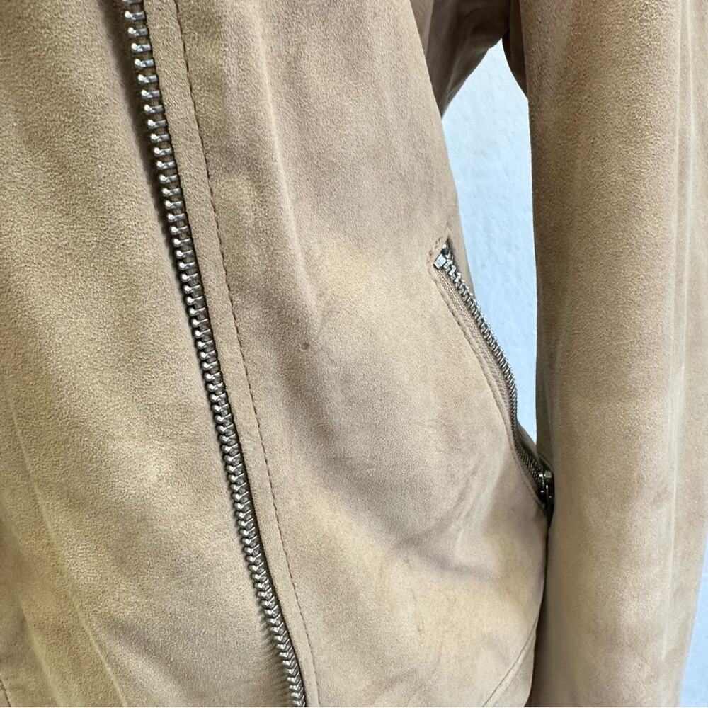 Ugg Stacey suede leather moto biker jacket belted size medium sand color - Picture 4 of 16